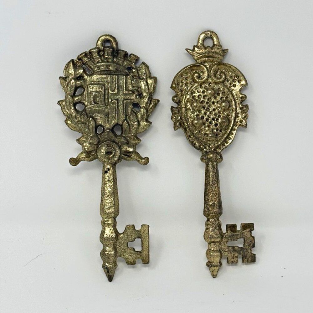 Lot of 2 Ornate Decorative Skeleton Key Style Keys - Pair of Decorative Keys